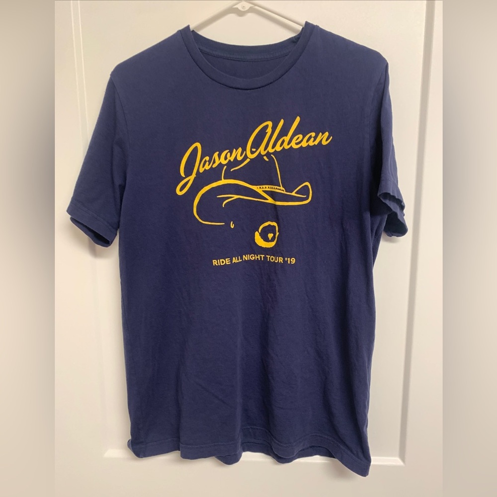 JASON ALDEAN 2019 Ride All Night Tour Concert Navy Blue  T-Shirt Mens Large